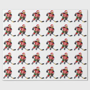 Gingerbread Hockey Christmas 2026 Holiday Sports Wrapping Paper