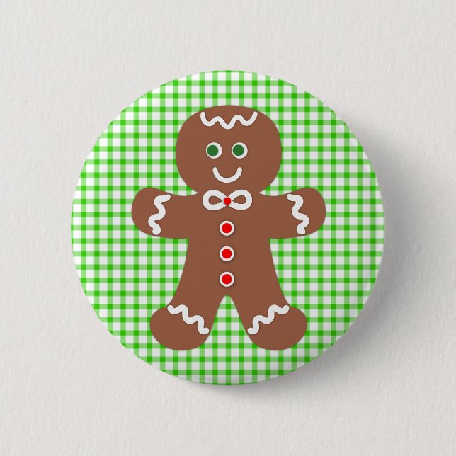 Gingerbread Holiday Boy Pinback Button (Front)