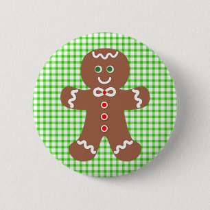 Gingerbread Holiday Boy Pinback Button