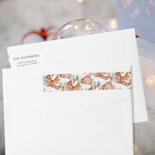 Gingerbread Holiday Christmas Pattern Wrap Around Label