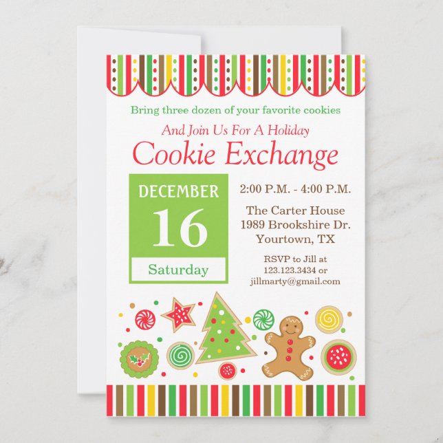 Gingerbread Holiday Cookie Exchange Invitation (Front)