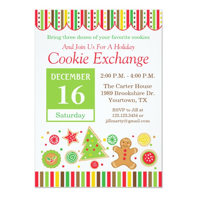 Gingerbread Holiday Cookie Exchange Invitation