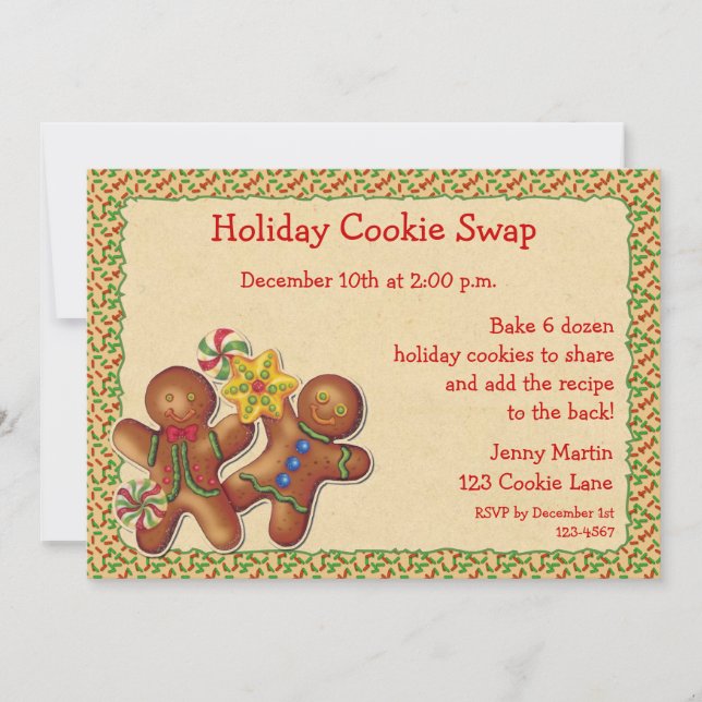 Gingerbread Holiday Cookie Swap Invitation (Front)