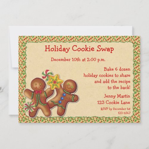 Gingerbread Holiday Cookie Swap Invitation