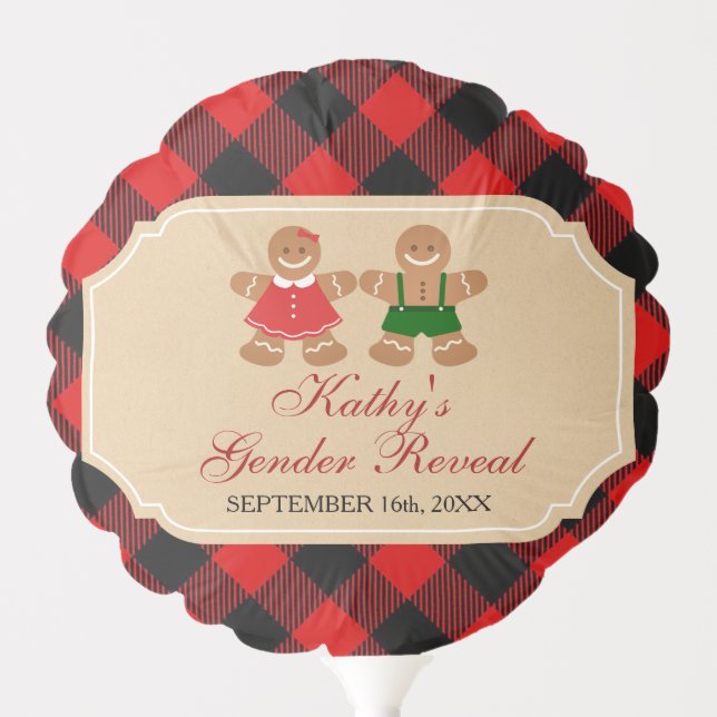 Gingerbread Holiday Gender Reveal Balloon (Front)