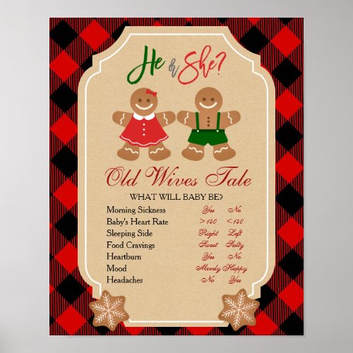 Gingerbread Holiday Gender Reveal Old Wives Tales Poster