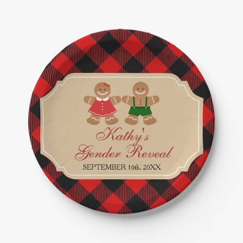 Gingerbread Holiday Gender Reveal Paper Plates