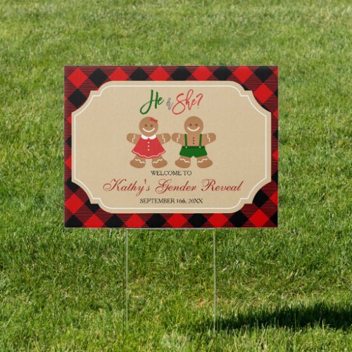 Gingerbread Holiday Gender Reveal Welcome Sign