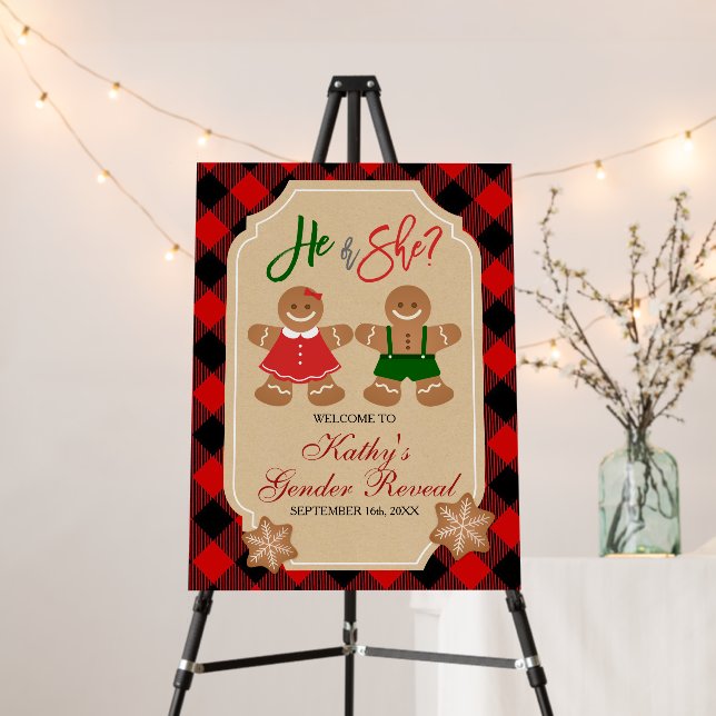 Gingerbread Holiday Gender Reveal Welcome Sign (In Situ (Stand))