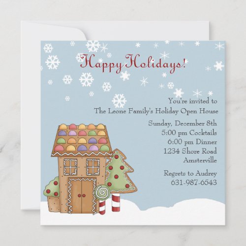 Gingerbread Holiday Open House Invitation
