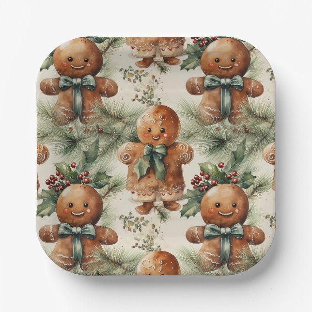 Gingerbread Holiday Paper Plates (Front)