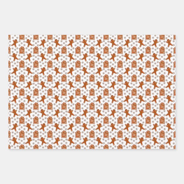GINGERBREAD Holiday Pattern Wrapping Paper Sheets (Front)