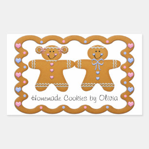 Gingerbread ~ Homemade Cookies Custom Name Sticker