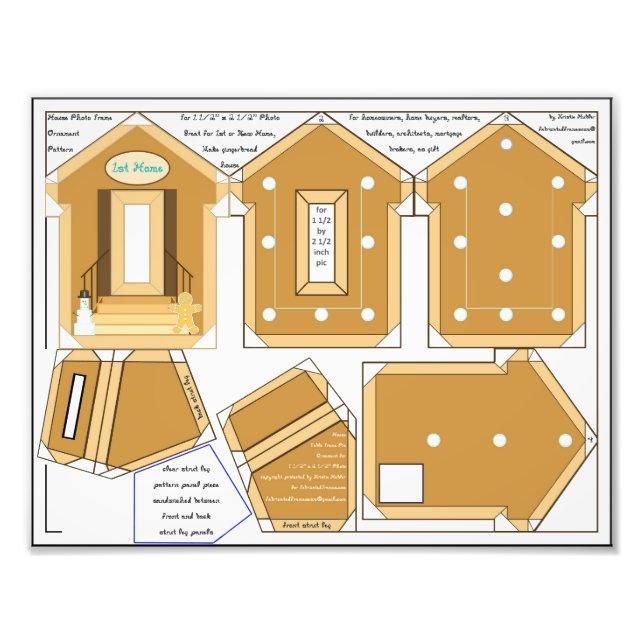 Gingerbread House 1st Home Frame Ornament Craft Photo Print (Front)