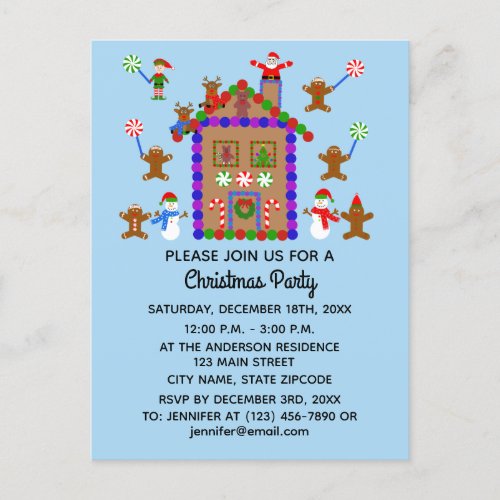Gingerbread House 2 Invitation Postcard