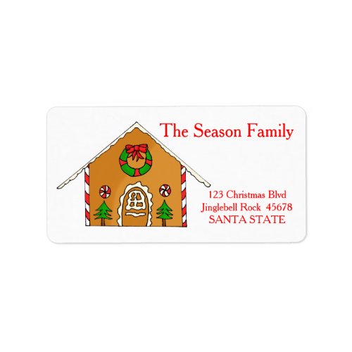 Gingerbread house address label