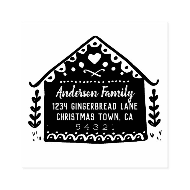 Gingerbread House Address Rubber Stamp (Imprint)