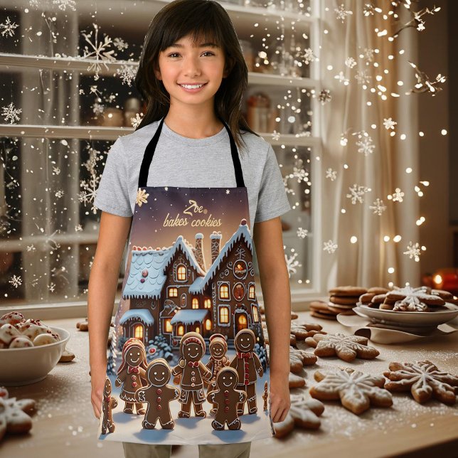 Gingerbread house and cute gingerbread family  apron (Creator Uploaded)