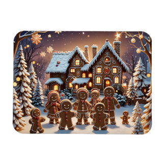 Gingerbread house and cute gingerbread family magnet