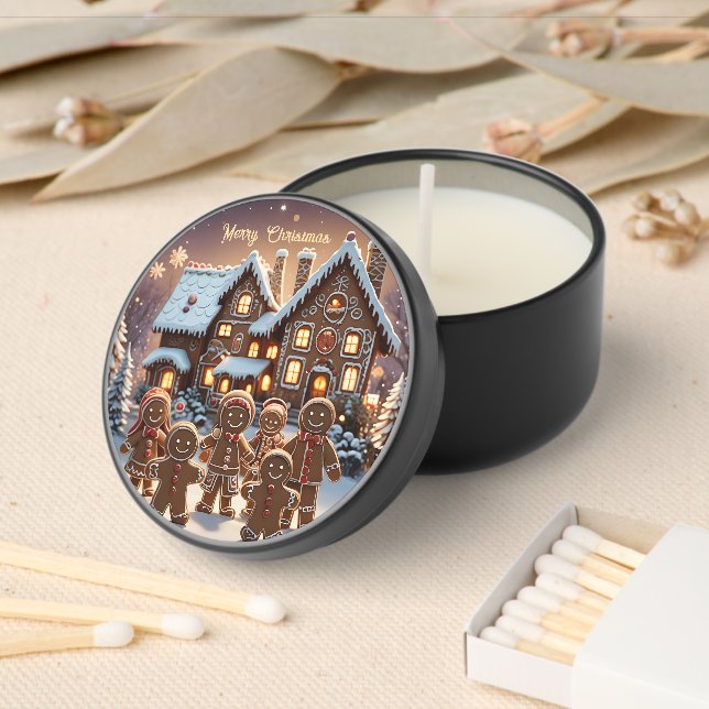 Gingerbread house and cute gingerbread family  mini candle favors (Insitu)
