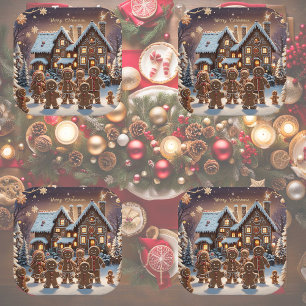 Gingerbread house and cute gingerbread family  paper plates