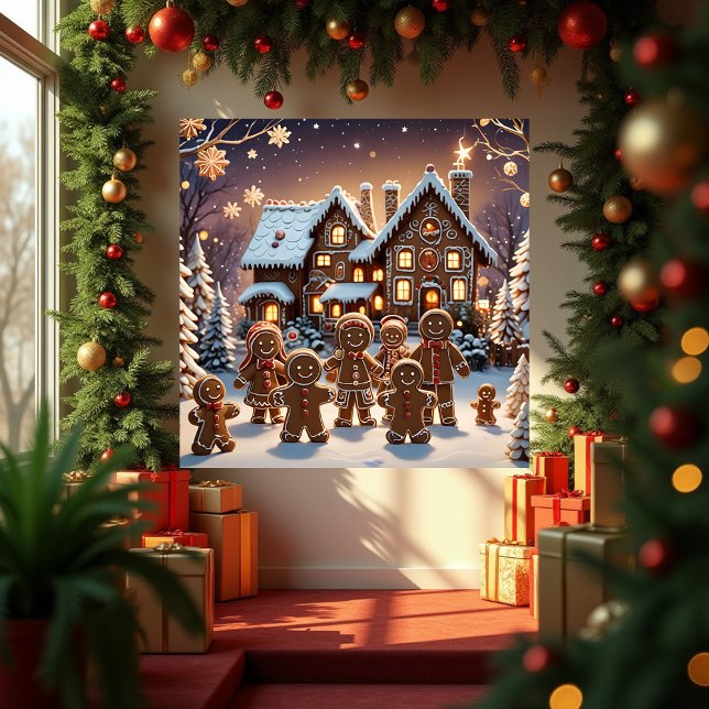 Gingerbread house and cute gingerbread family  poster (Creator Uploaded)