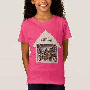 Gingerbread house and cute gingerbread family T-Shirt