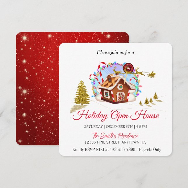 Gingerbread House and Golden Santa Claus Holiday  (Front/Back)