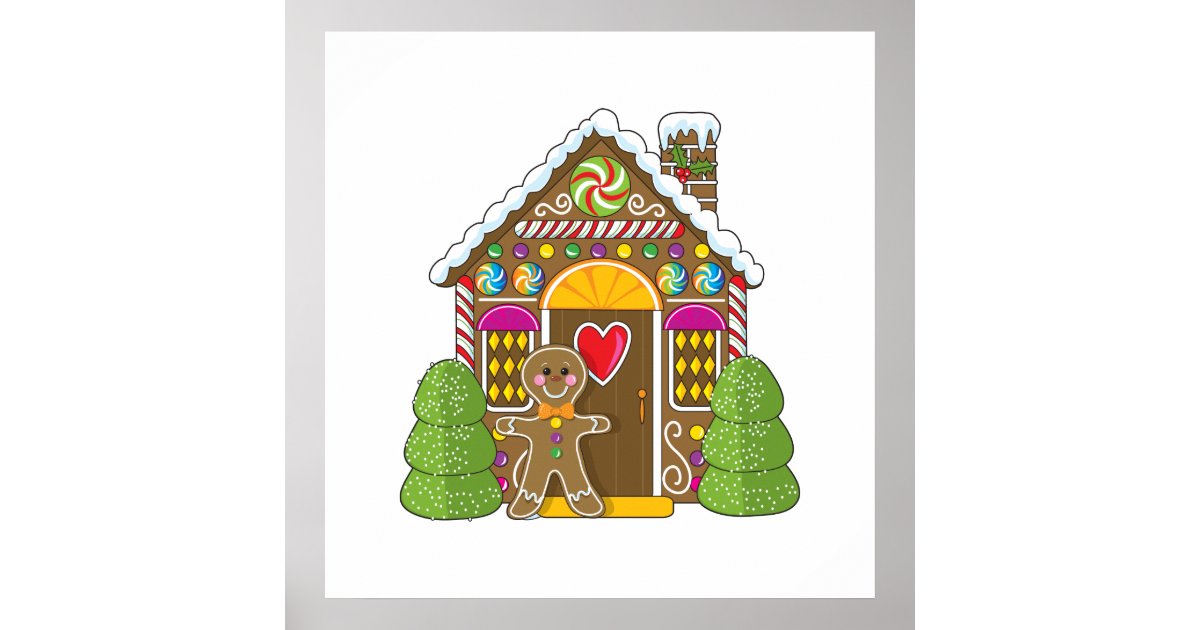 Gingerbread House and Man Poster Zazzle