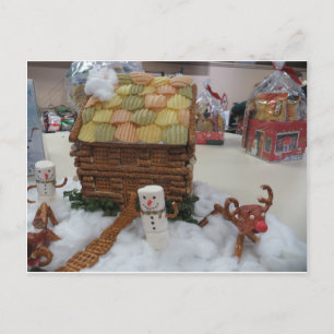 Gingerbread House and Snowmen Postcard