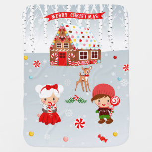 Gingerbread House and sweets baby blanket