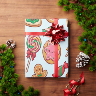 Gingerbread House and Sweets Kids Christmas Wrapping Paper
