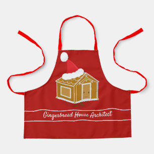 Gingerbread House Architect Red Brown Christmas Apron