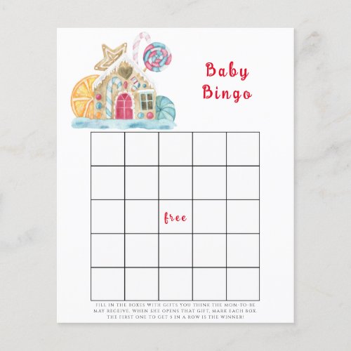 Gingerbread house Baby shower bingo game
