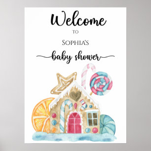 Gingerbread house baby shower foam board poster