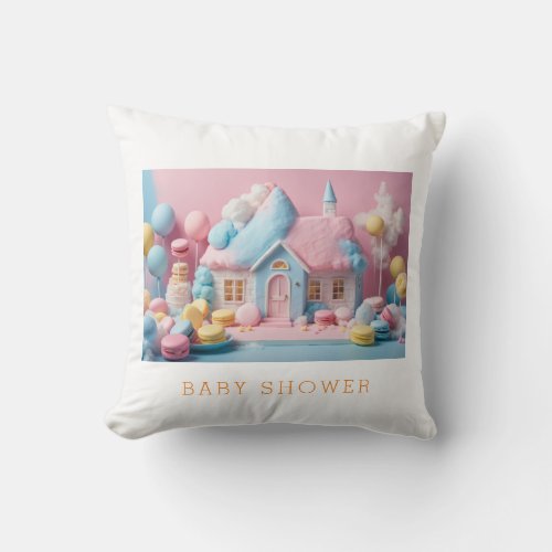 Gingerbread House Baby Shower Throw Pillow