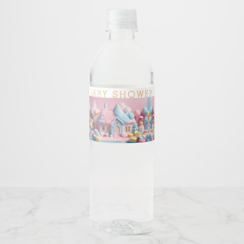 Gingerbread House Baby Shower Water Bottle Label