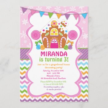 Gingerbread House Birthday Invitation by ApplePaperie at Zazzle