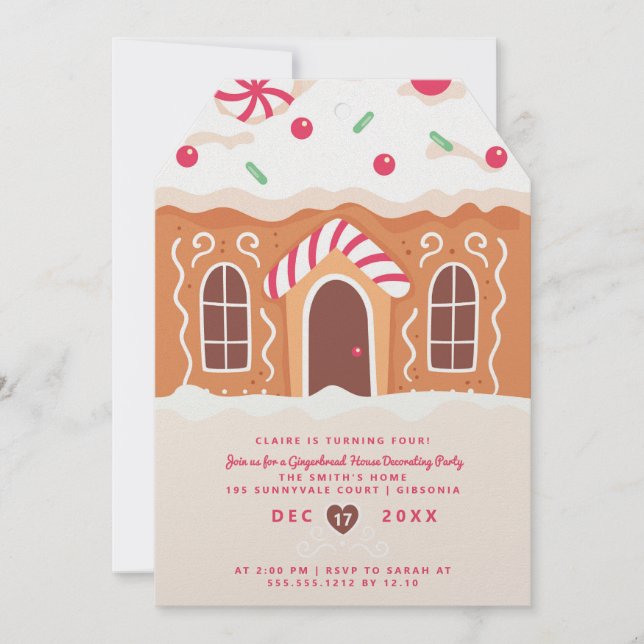 Gingerbread House Birthday Party Invitation (Front)