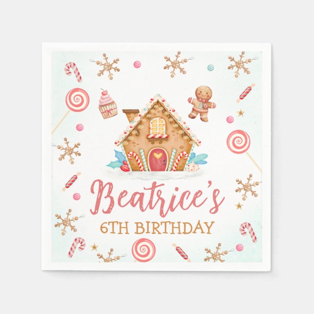 Gingerbread House Birthday Party  Napkins (Front)