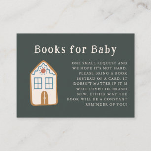 Gingerbread House Blue Baby Shower Book Request  Enclosure Card