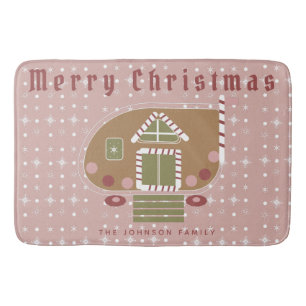 Gingerbread House Camper Family Name Bath Mat