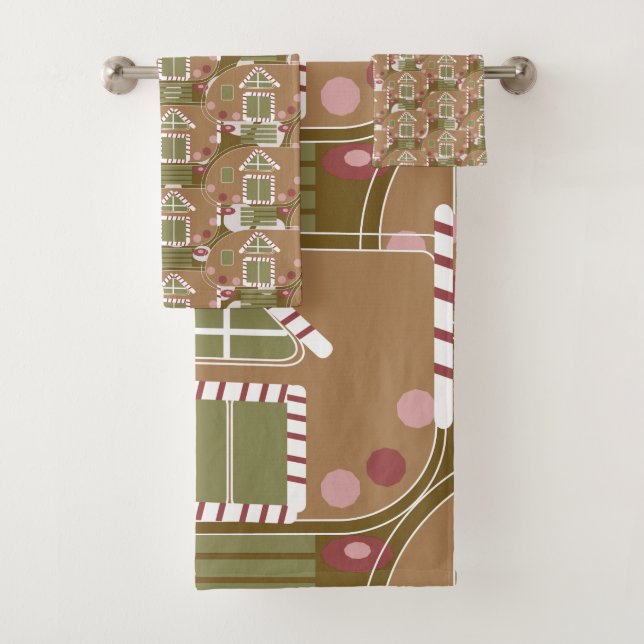Gingerbread House Camper Pink   Bath Towel Set (Insitu)