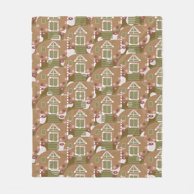Gingerbread House Camper Pink  Fleece Blanket (Front)