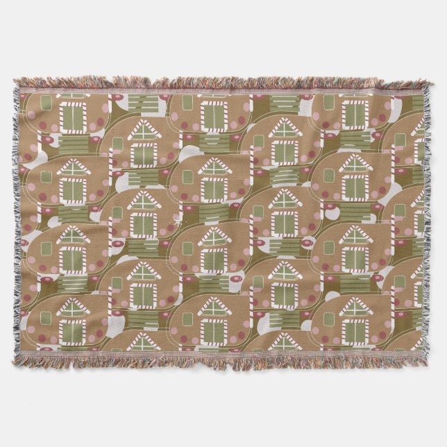Gingerbread House Camper Pink   Throw Blanket (Front)