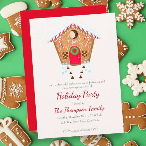 Gingerbread House Candy Holiday Party Invitation