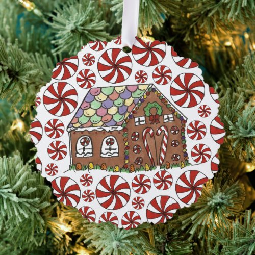 Gingerbread House Candy Ugly Christmas Sweater Ornament Card