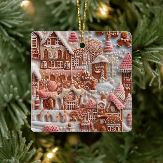 Gingerbread House  Ceramic Ornament (Tree)