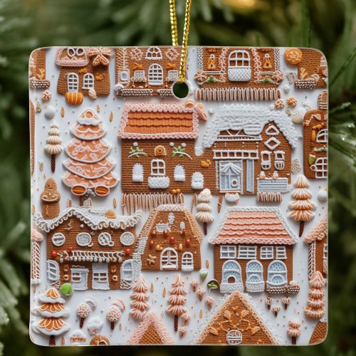 Gingerbread House Ceramic Ornament