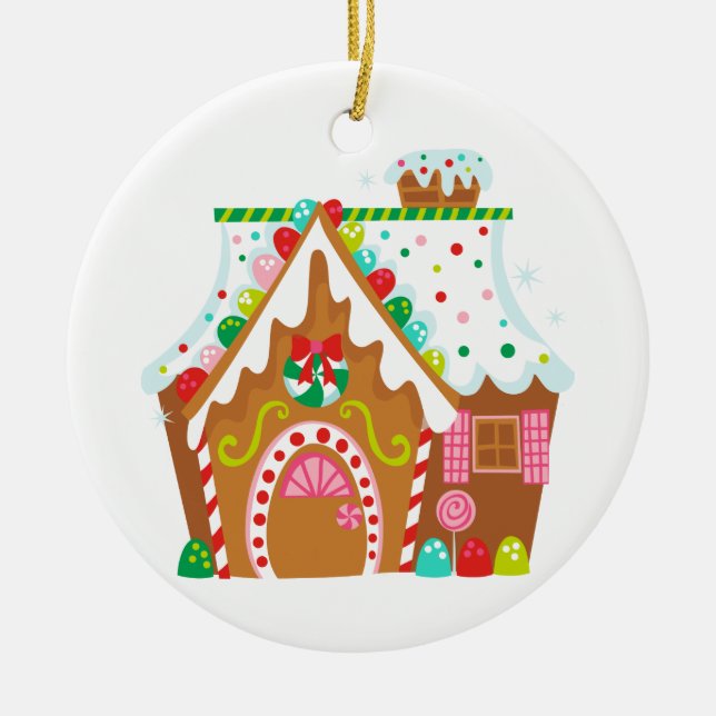 Gingerbread House Ceramic Ornament (Front)